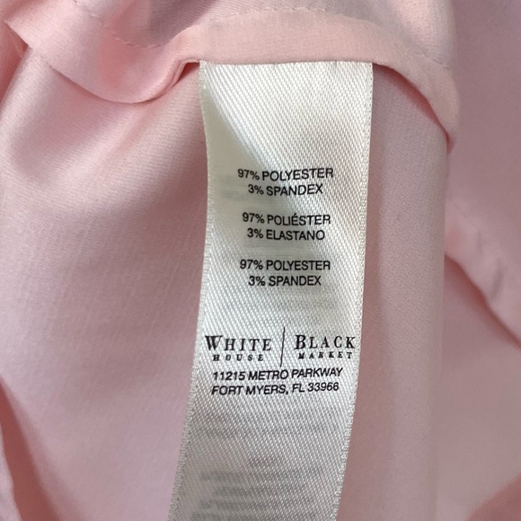 White House Black Market Long Sleeve Satin Shirt in Light Pink 14 Button Up - Picture 8 of 11